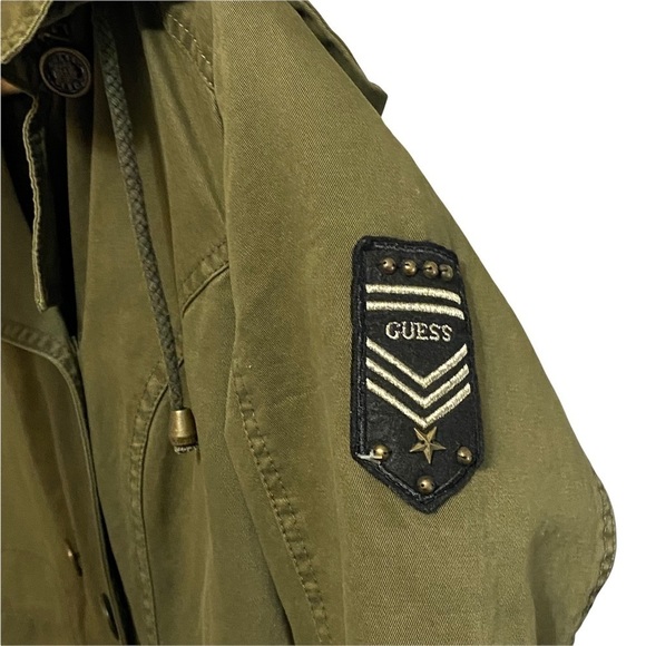 GUESS | Womens Green Army Military Style Trench Coat Medium Spring Fall - Picture 4 of 6